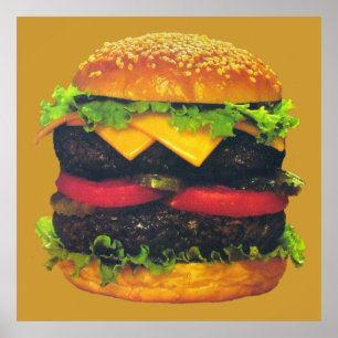 Affiche Hamburger de luxe double au fromage