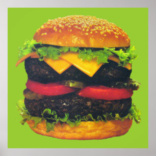 Affiche Hamburger de luxe double au fromage