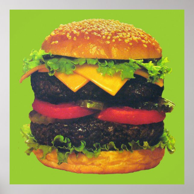 Affiche Hamburger de luxe double au fromage (Devant)
