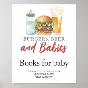 Affiche Hamburgers, bière et livres de lait pour bébé