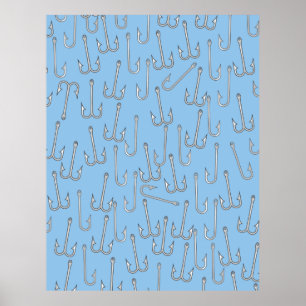 Affiche hameçons de pêche vintages