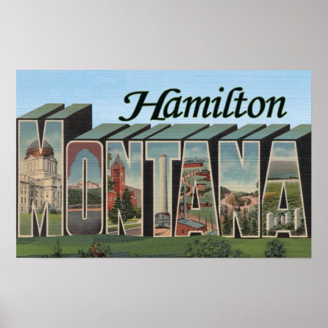 Affiche Hamilton, Montana - Scènes de grandes lettres (Devant)