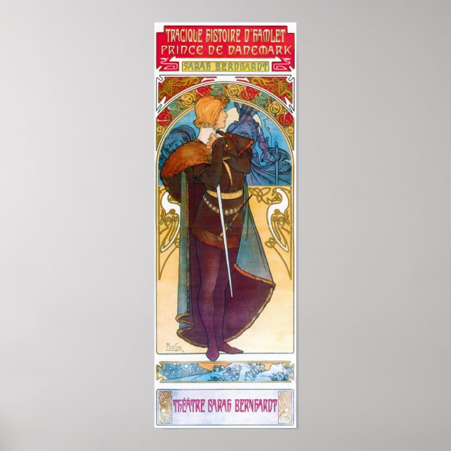 Affiche Hamlet, Alphonse Mucha (Devant)