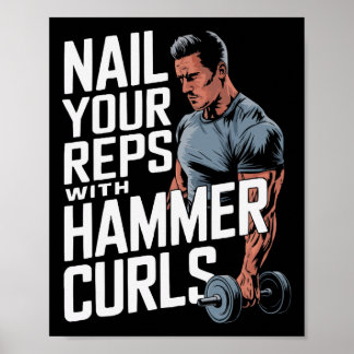 Affiche Hammer Curls Bodybuilding Fitness Fitness Gym