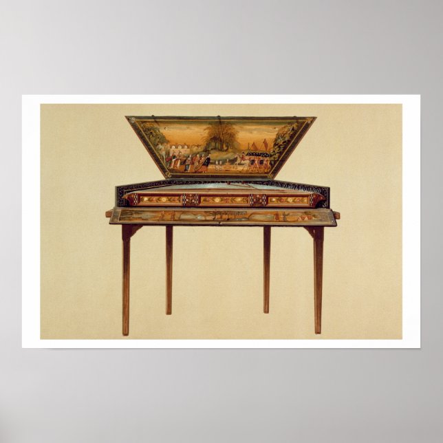 Affiche Hammered dulcimer in a painted soundbox, 18th cent (Devant)