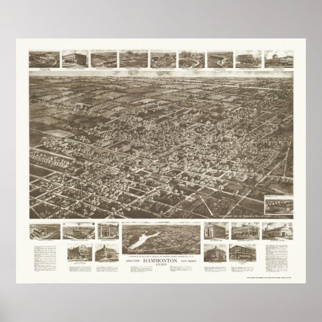 Affiche Hammonton, NJ Carte panoramique - 1926 (Devant)