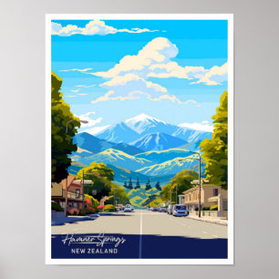 Affiche Hamner Springs Nouvelle-Zélande Illustration de vo