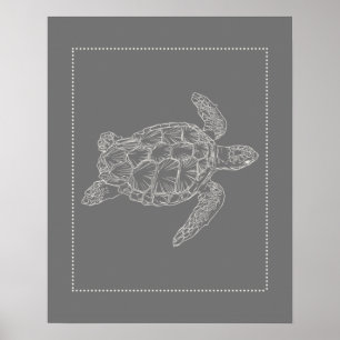 Affiche Hamptons Style Turtle Print