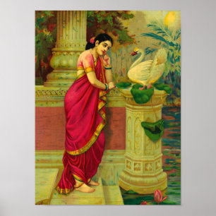 Affiche Hamsa et Damayanti par Raja Ravi Varma