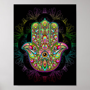 Affiche Hamsa Hand Psychedelic Art