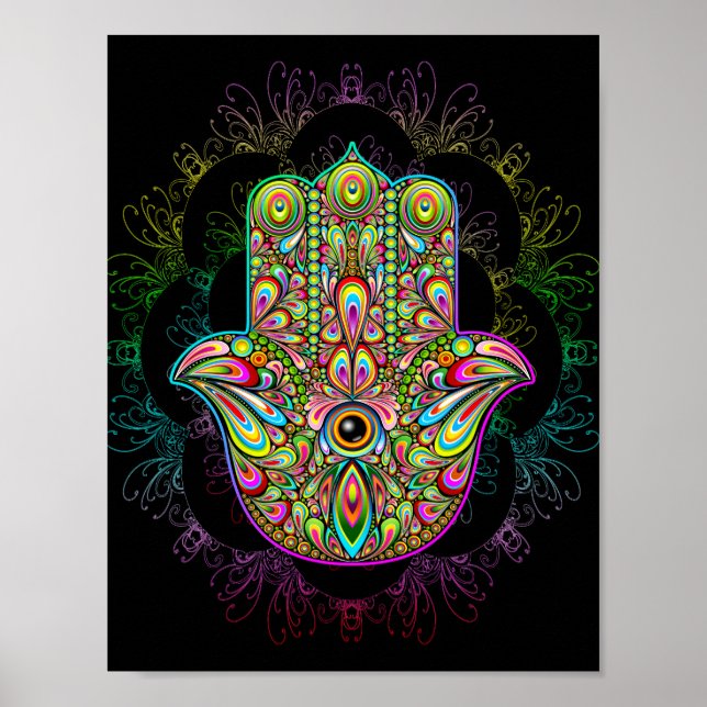 Affiche Hamsa Hand Psychedelic Art (Devant)