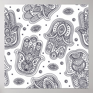 Affiche Hamsa tiré par la main inspiré 2