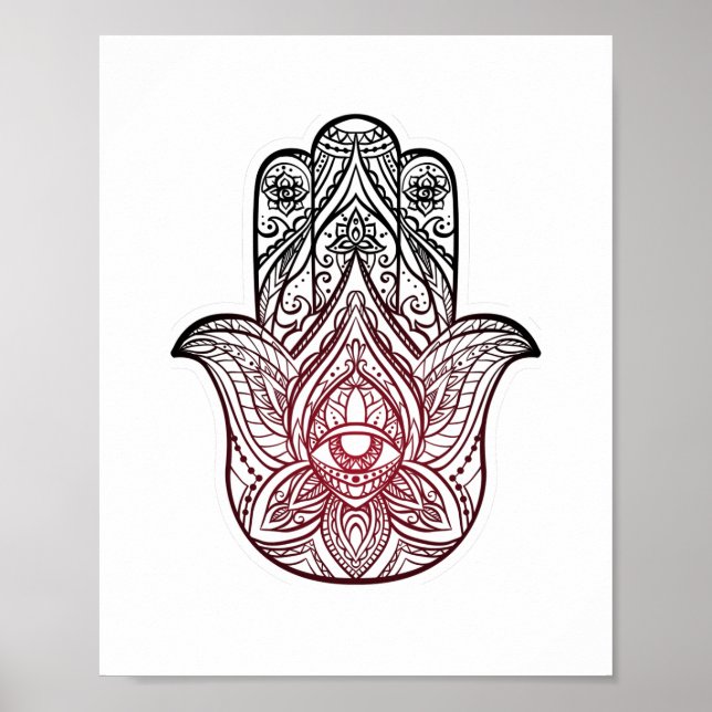 Affiche Hamsa with boho pattern  (Devant)