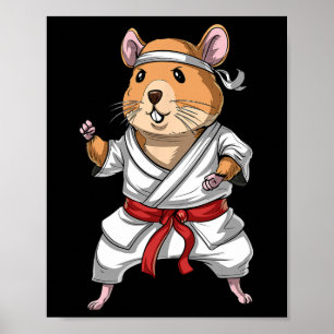 Affiche Hamster Karate Ninja Jiu-jitsu Judo Taekwondo Mart