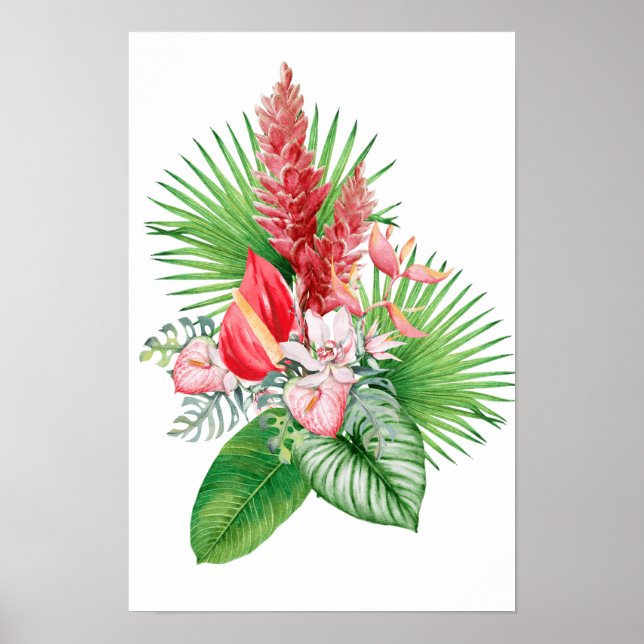 Affiche Hana hou ! (Blanc) Arrangement de fleurs hawaïenne (Devant)