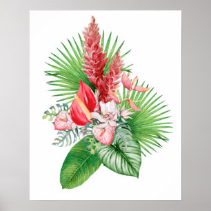 Affiche Hana hou ! (Blanc) Arrangement de fleurs hawaïenne