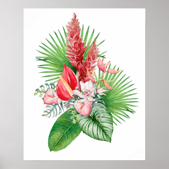 Affiche Hana hou ! (Blanc) Arrangement de fleurs hawaïenne (Devant)