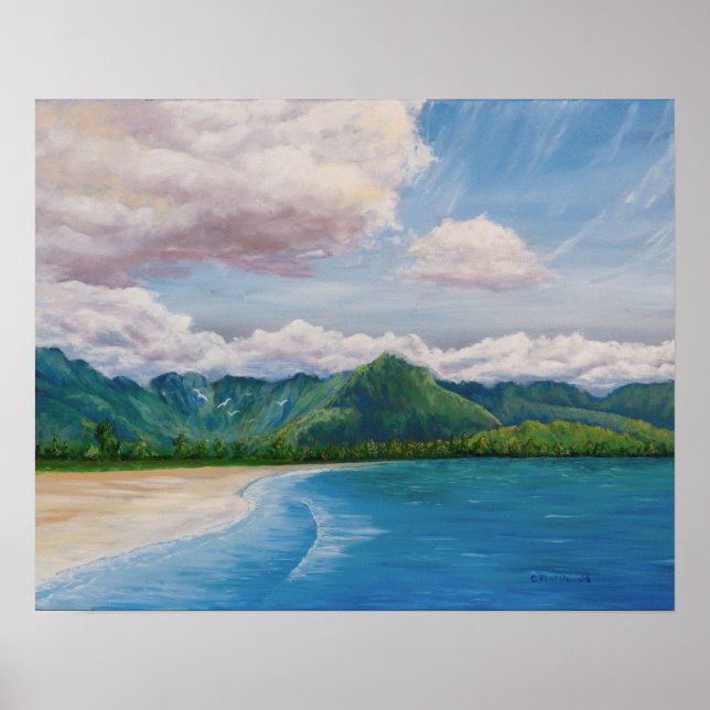 Affiche Hanalei Bay Hawaii Peinture (Devant)