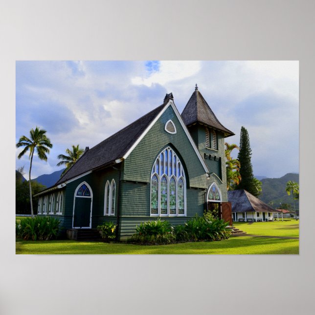 Affiche Hanalei, Hawaii, Église (Devant)