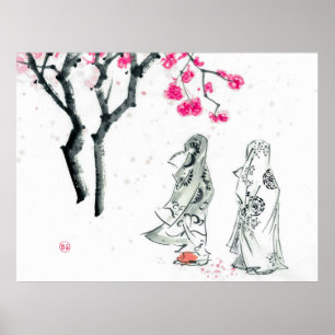 Affiche Hanami Voir fleurir des fleurs de sakura