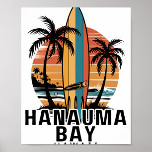 Affiche Hanauma Y Hawaii Surfant Surfeur