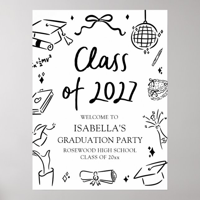 Affiche Hand Drawn Class of 2027 Graduation Party Welcome (Devant)