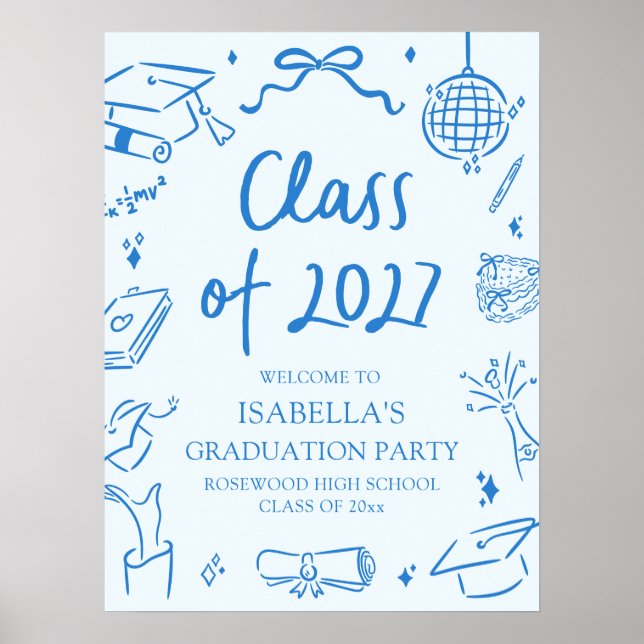 Affiche Hand Drawn Class of 2027 Graduation Party Welcome (Devant)