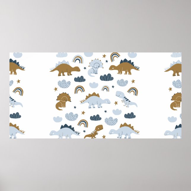 Affiche Hand drawn dinosaurs in scandinavian style with st (Devant)
