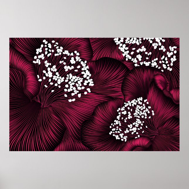 Affiche Hand drawn floral pattern with camelia flowers (Devant)