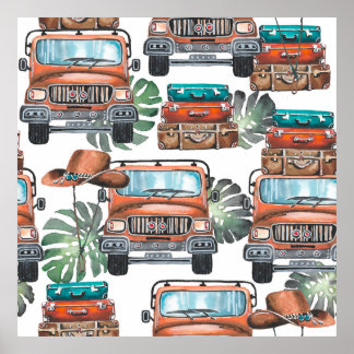 Affiche Hand drawn illustration. Watercolor seamless patte