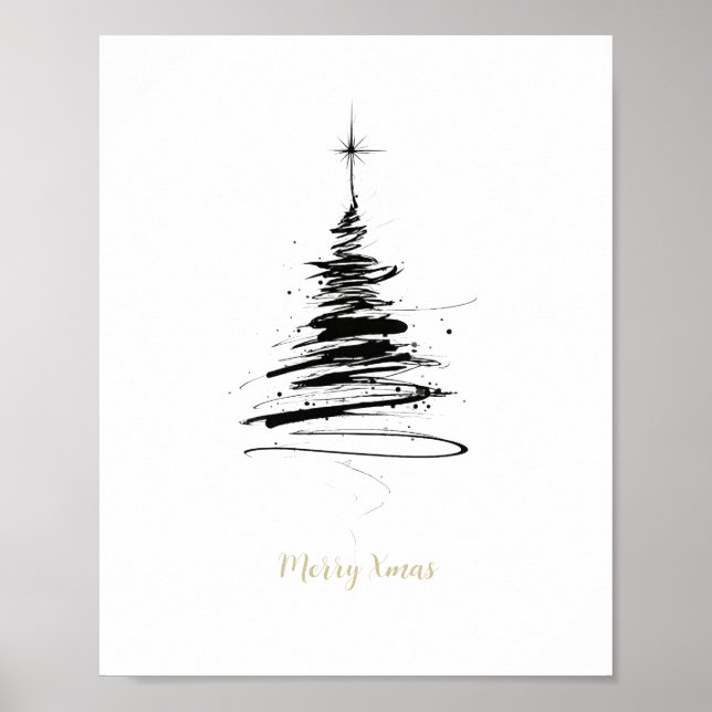 Affiche Hand-Drawn Merry Christmas Tree (Devant)