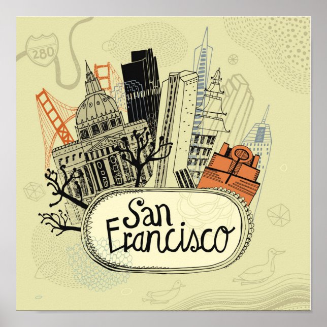 Affiche Hand Drawn San Francisco (Devant)