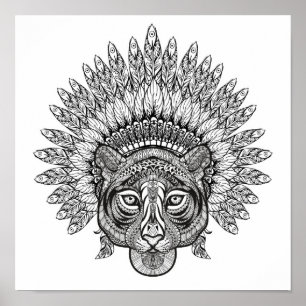 Affiche Hand Drawn Tiger In Style 2