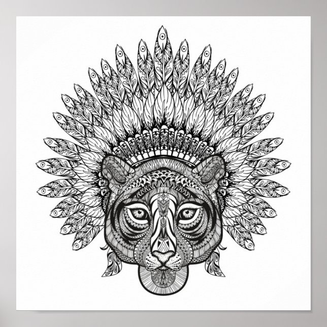 Affiche Hand Drawn Tiger In Style 2 (Devant)