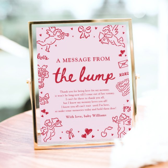 Affiche Hand Drawn Valentine A Message From The Bump Sign (Hand Drawn Valentine A Message From The Bump Sign)