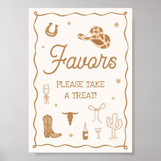 Affiche Hand Drawn Western Bridal Shower Favor (Devant)