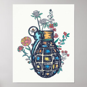 Affiche Hand Grenade Vase of Flowers