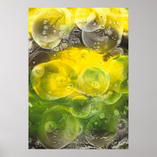 Affiche Hand Painted Abstract Art Yellow and Green