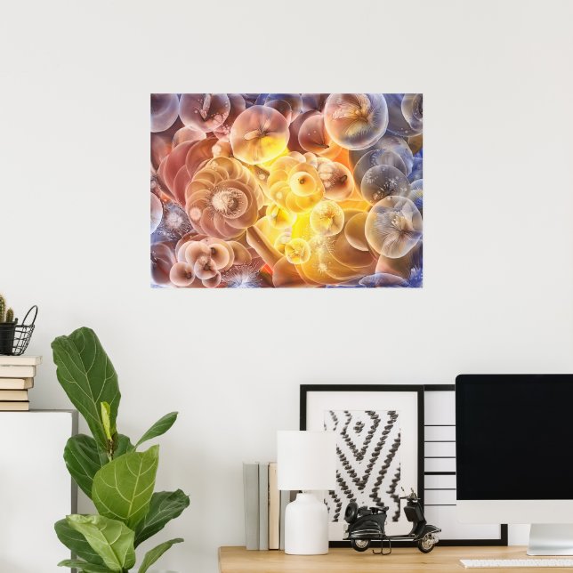 Affiche Hand Painted Abstract Flowers Gouache Fantasy Ar (Bureau à domicile)