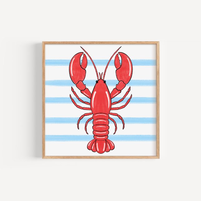 Affiche Hand-Painted Coastal Mediterranean Lobster Art (Créateur téléchargé)