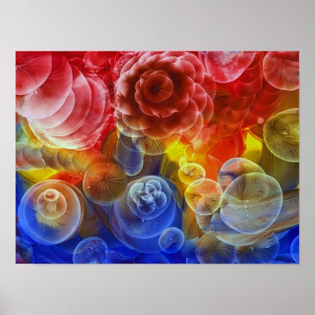 Affiche Hand Painted Rainbow Bubble Abstract Art (Devant)