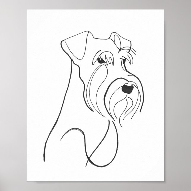 Affiche Hand Painted Schnauzer Minimalist Dog Artwork (Devant)