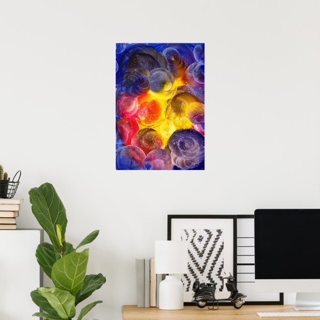 Affiche Hand Painted Vibrant Abstract Gouache Art (Bureau à domicile)