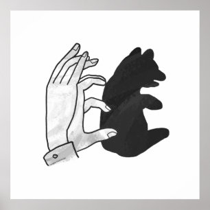 Affiche Hand Silhouette Bear Cub