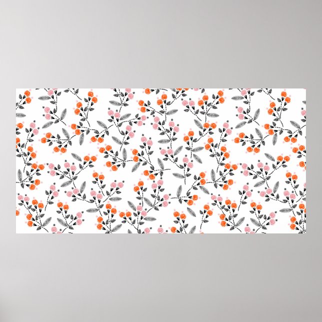 Affiche Hand stitch Embroidery Seamless pattern with liber (Devant)