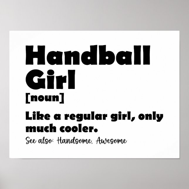 Affiche Handball Girl Dictionary Définition Funny Handball (Devant)