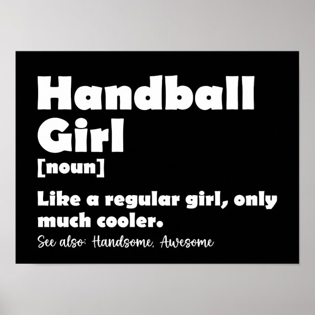 Affiche Handball Girl Funny Dictionary Définition (Devant)