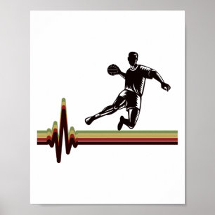 Affiche Handball Player Sport Team Handballer Hearbeat