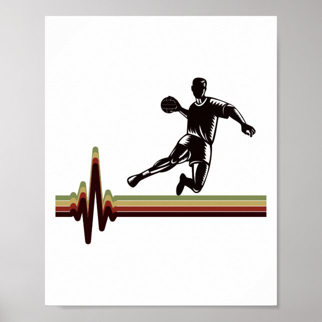 Affiche Handball Player Sport Team Handballer Hearbeat (Devant)