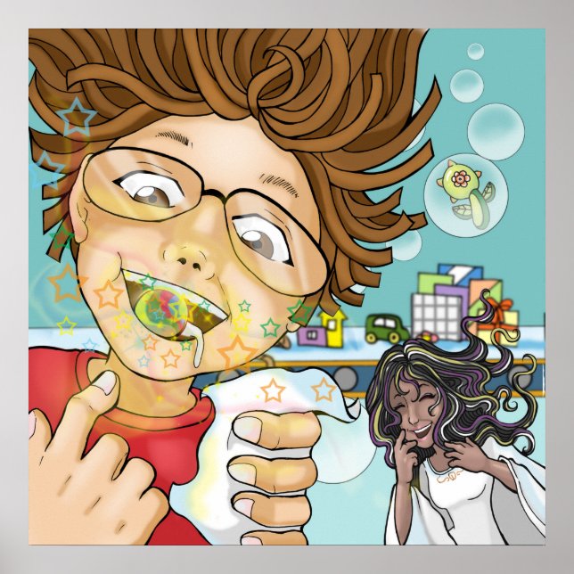 Affiche handicap, fée de dent noire, garçon, jouets, bonbo (Devant)